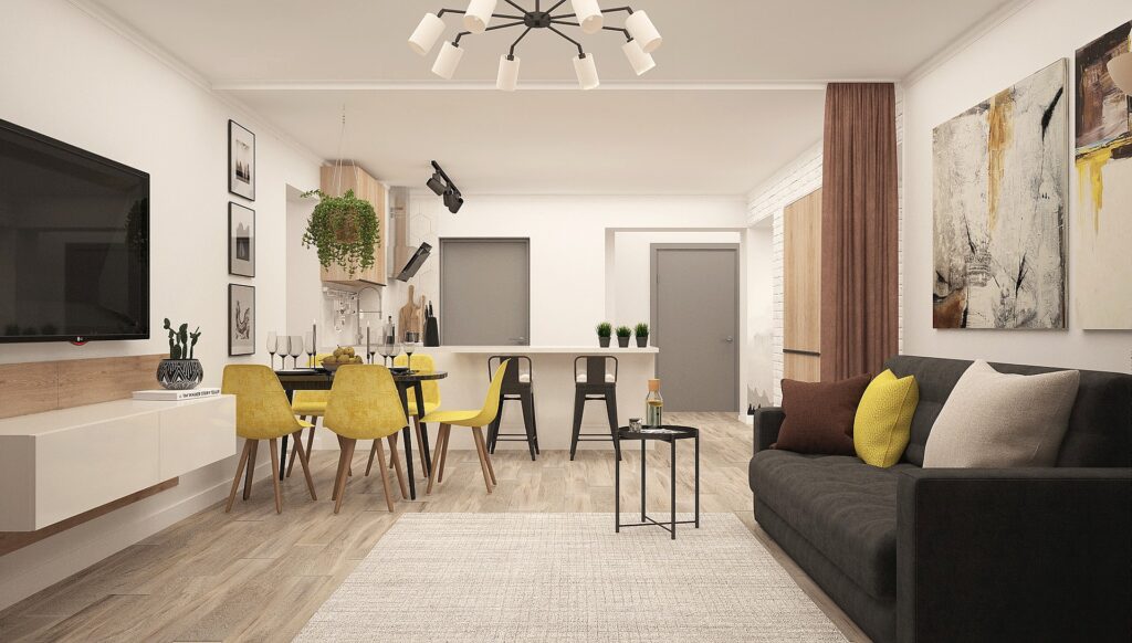 kitchen living room CGI