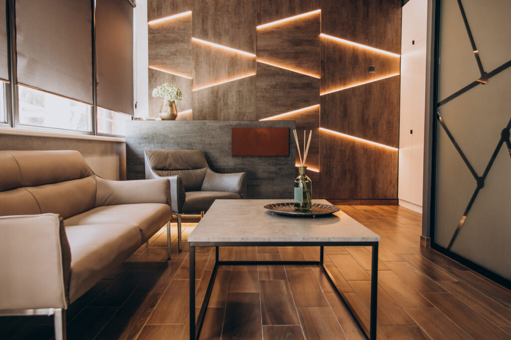 Empty flat interior with elements of decoration