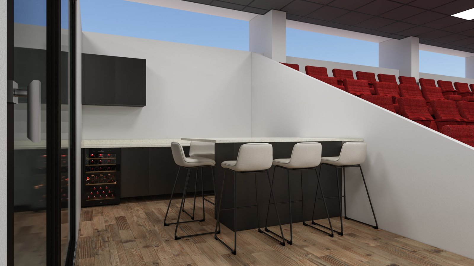 Astra office interior 3D render - breakout space