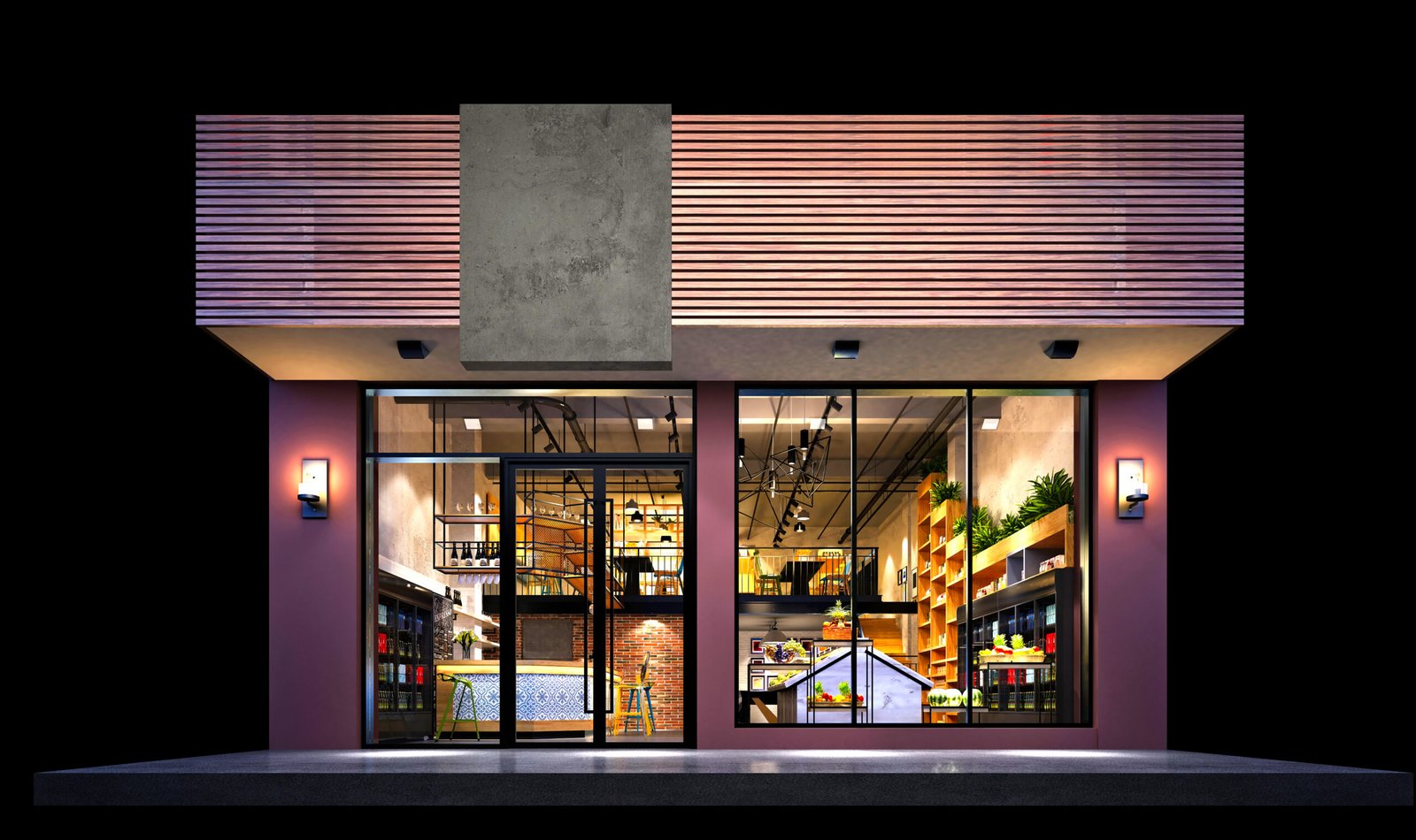 Grocery store exterior 3D render