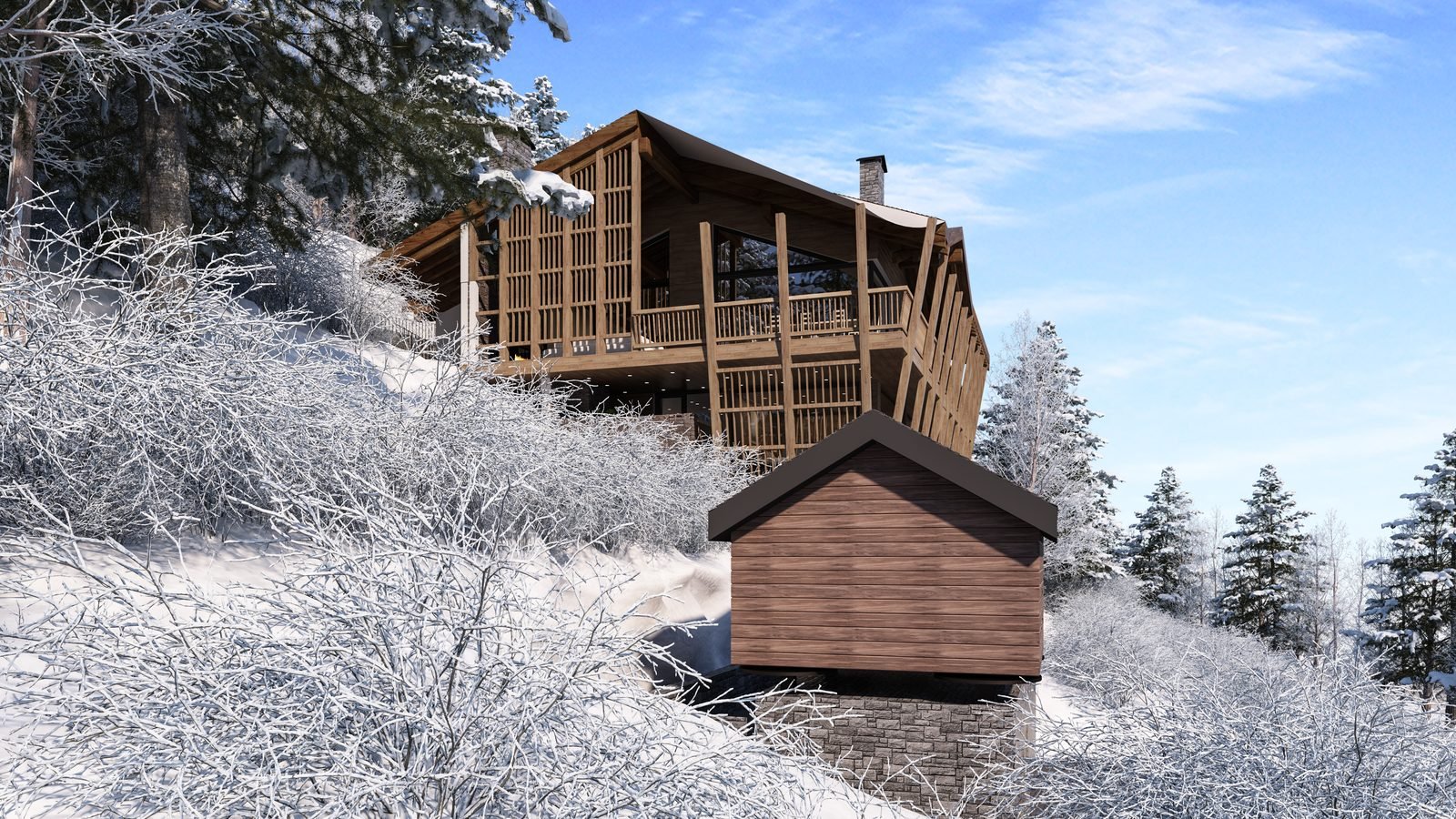 Chalet exterior view 3 - snow
