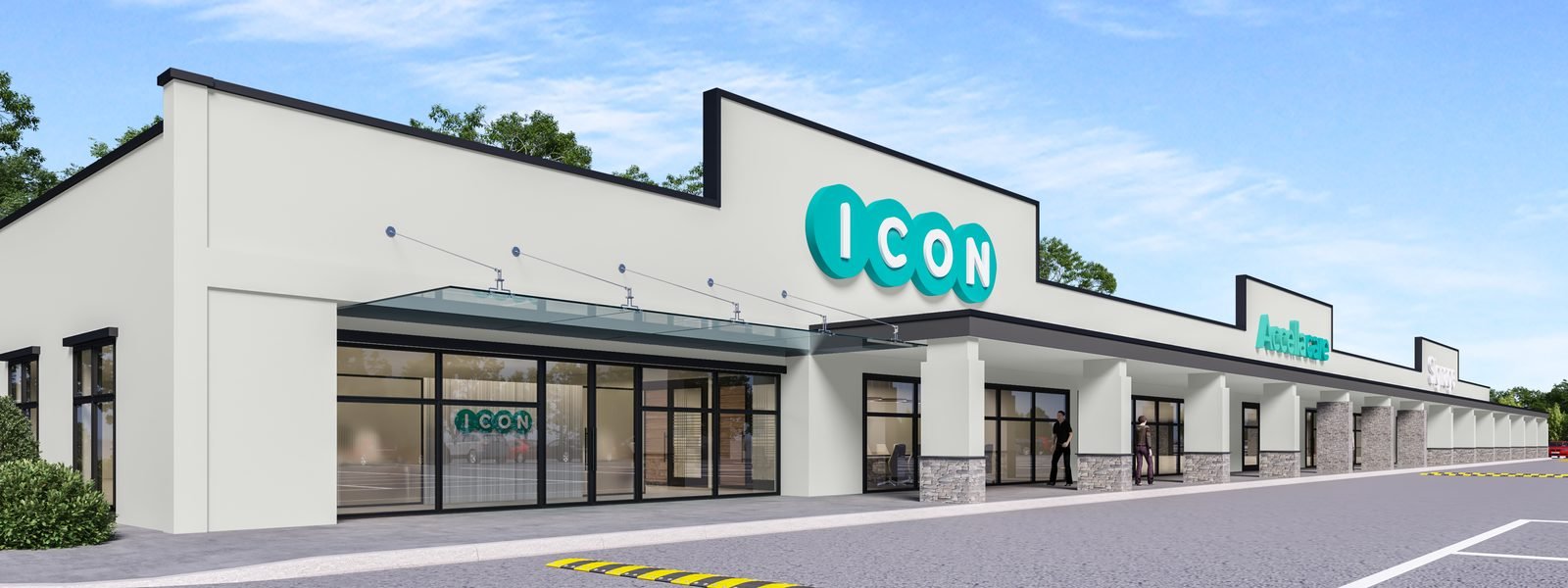 Facade with signage - 3D rendering