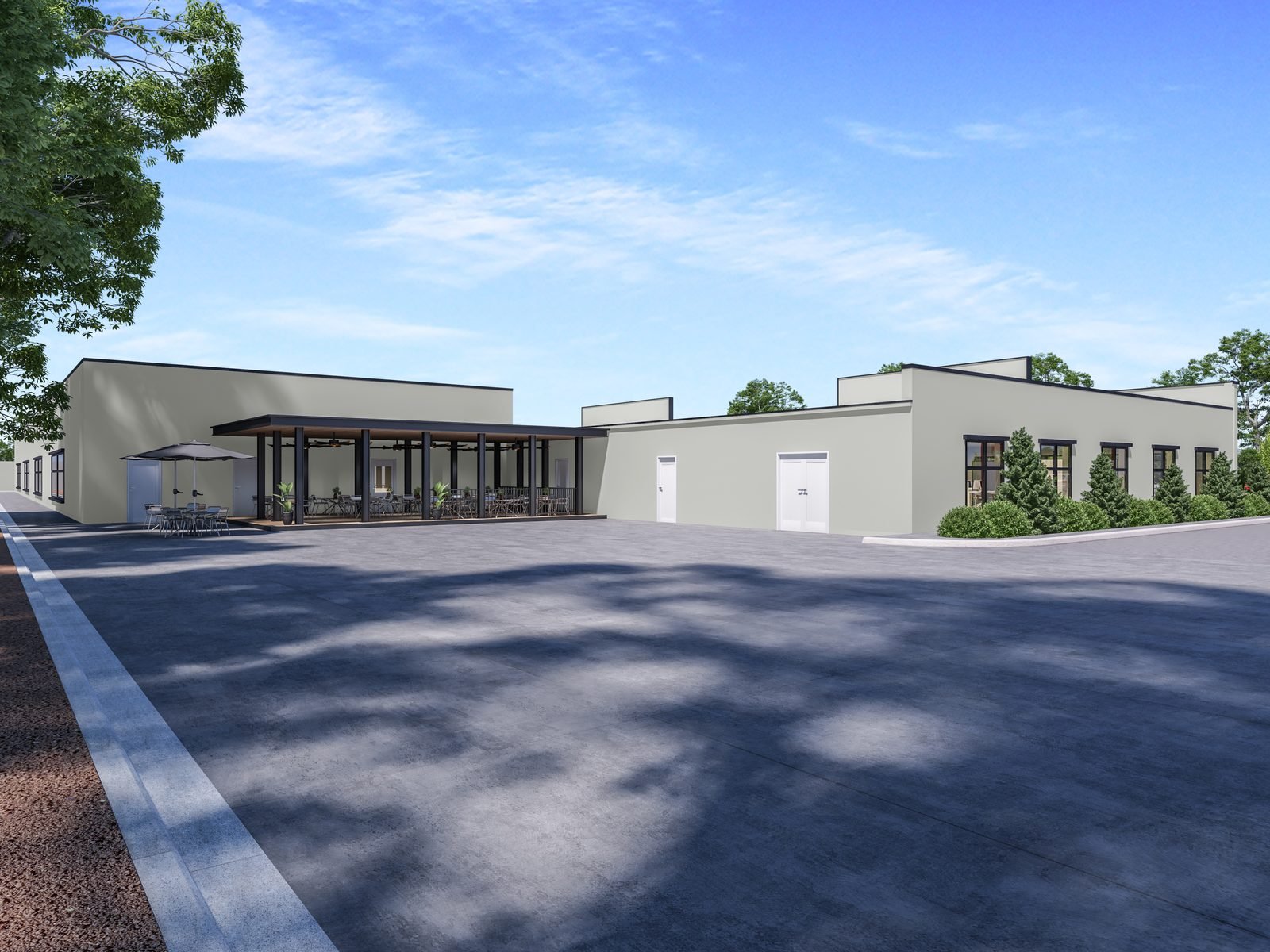 Retail parade wide view - 3D rendering