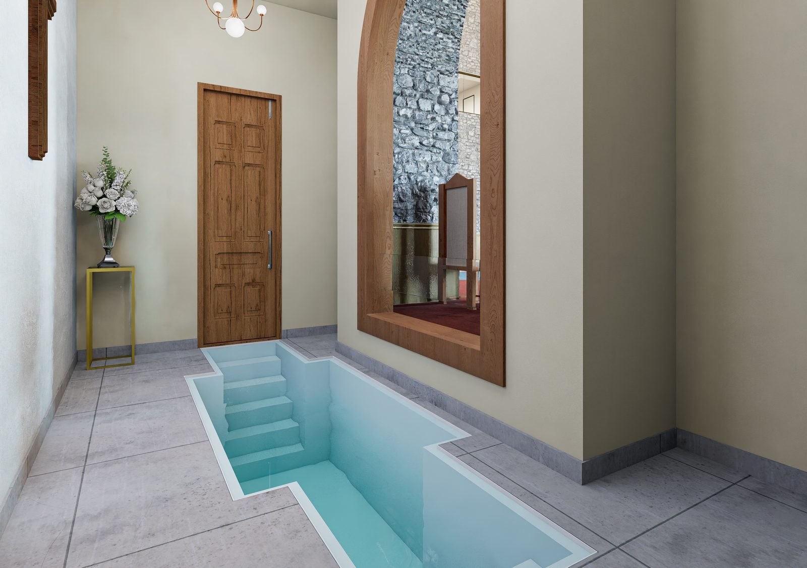Baptismal pool area 3D rendering
