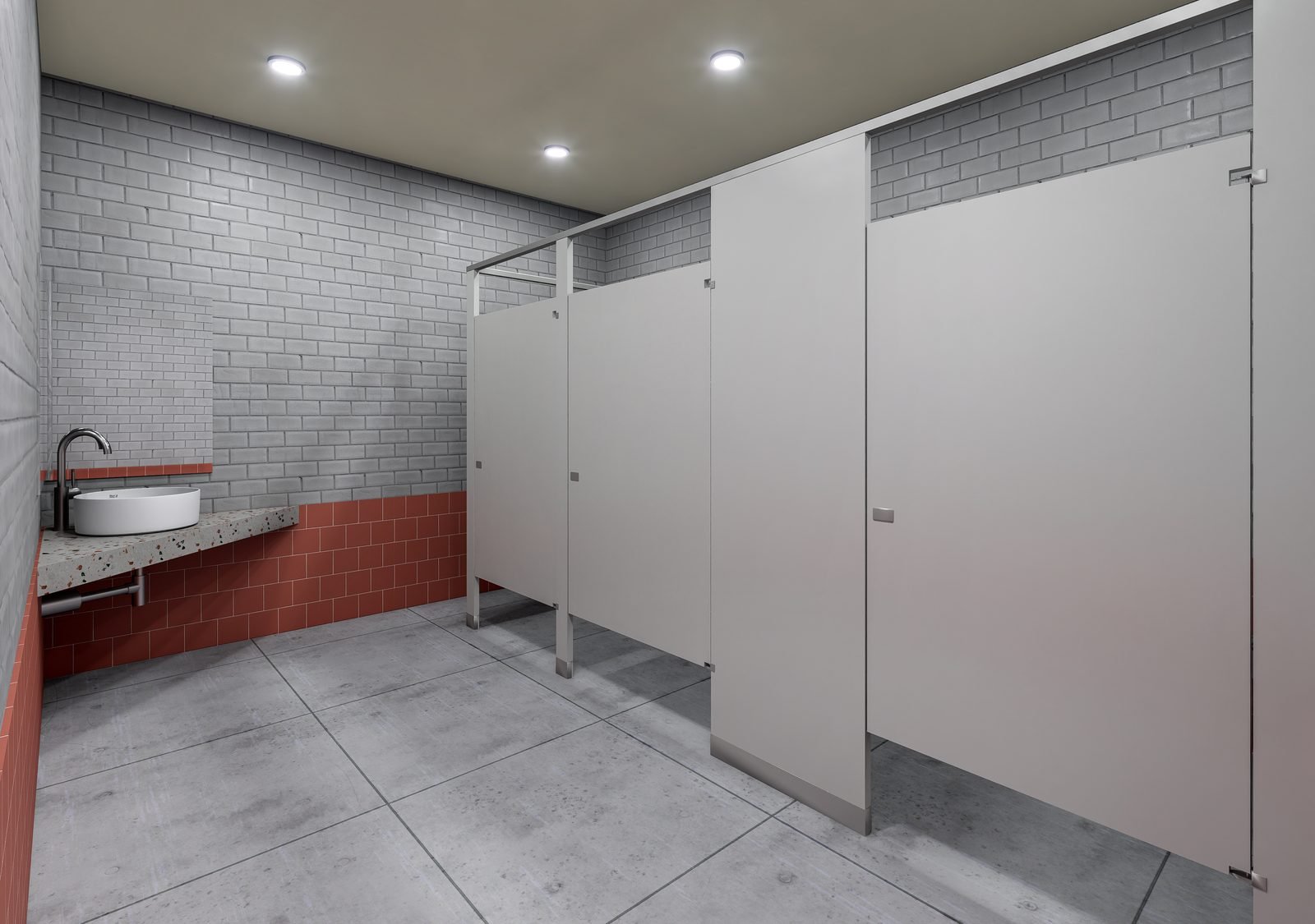 Women's restroom 3D rendering