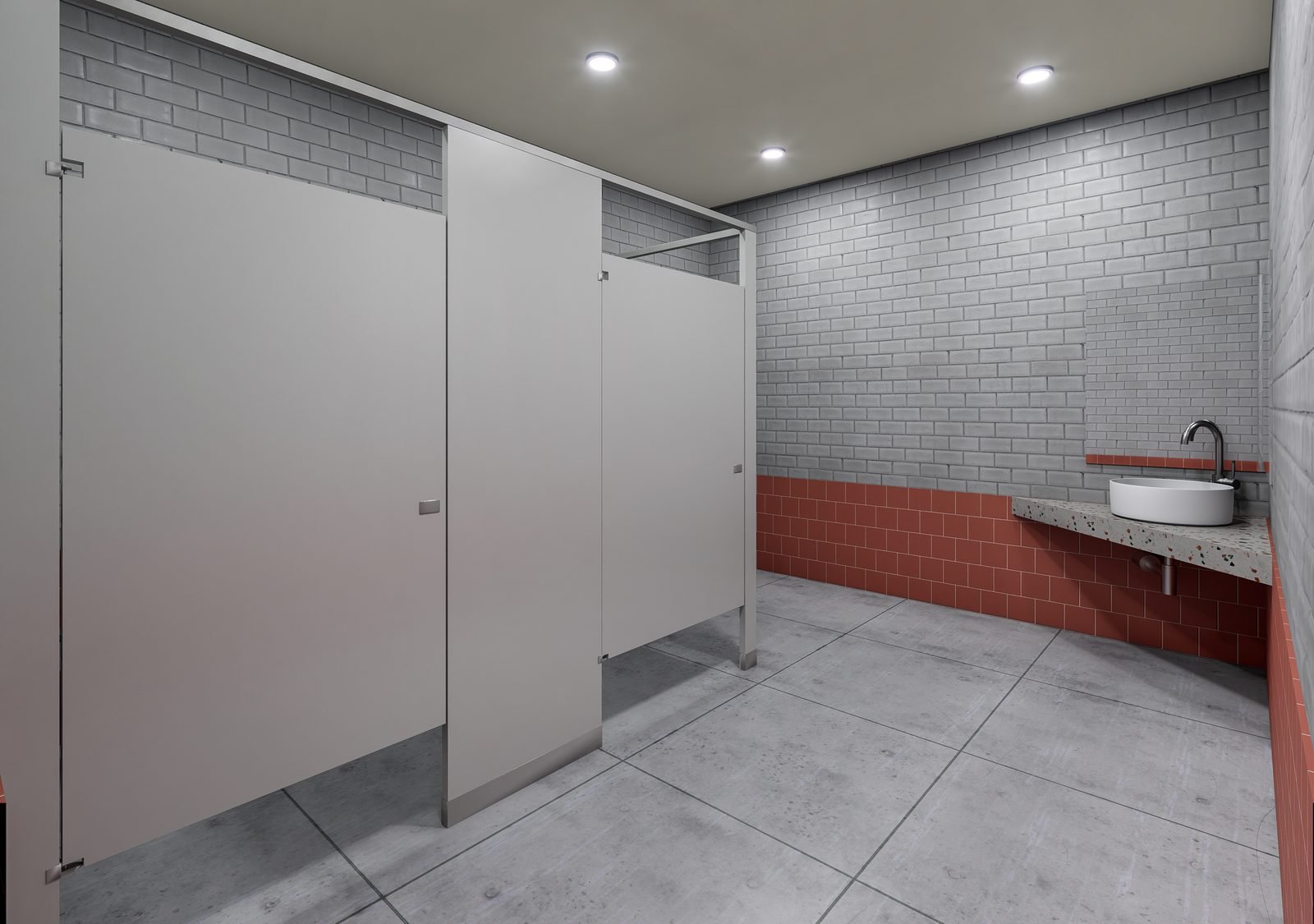 Men's restroom 3D rendering